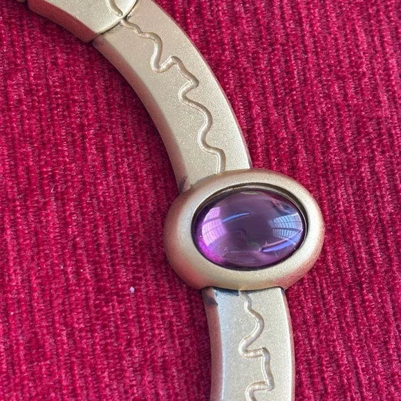 Monet Satin Gold Vintage Necklace Cabochons Necklace with Multicolor Gemstones - Picture 2 of 8